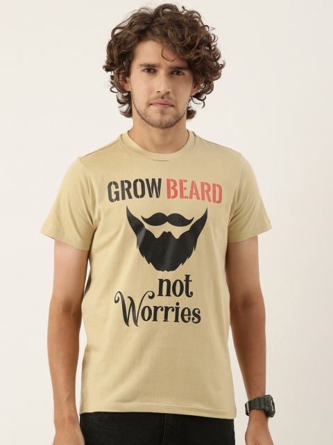 QUANCIOUS Men Beige Printed Sustainable T-shirt
