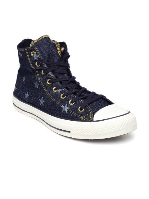 Converse Men Blue Printed High-Top Sneakers