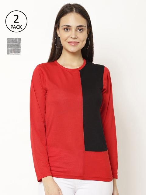 VIMAL JONNEY Women Pack of 2 T-shirts, Red