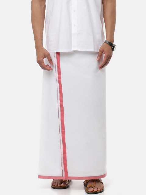 RAMRAJ COTTON Men White Solid Pure Cotton Dhoti