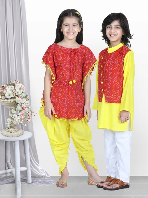 BownBee Girls Red & Yellow Bandhani Printed Pure Cotton Kaftan Kurta with Dhoti Pants
BownBee Girls Red & Yellow Bandhani Printed Pure Cotton Kaftan Kurta with Dhoti Pants