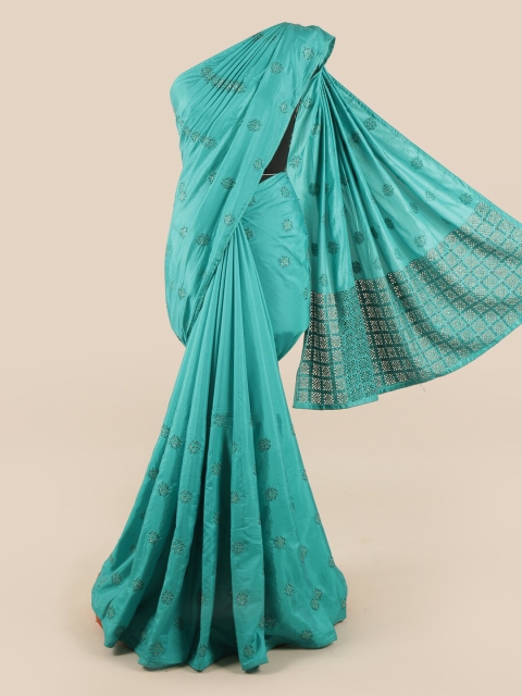Pothys Blue Embellished Art Silk Saree