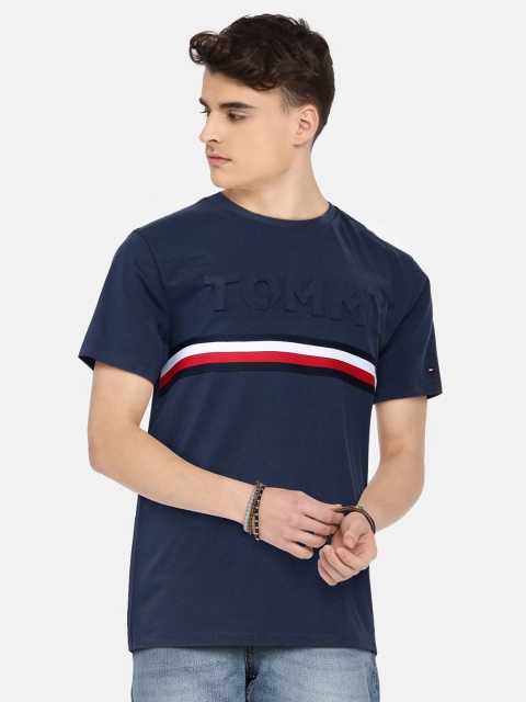 Tommy Hilfiger Boys Navy Blue BB EMBOSSED Typography Organic Cotton T-shirt