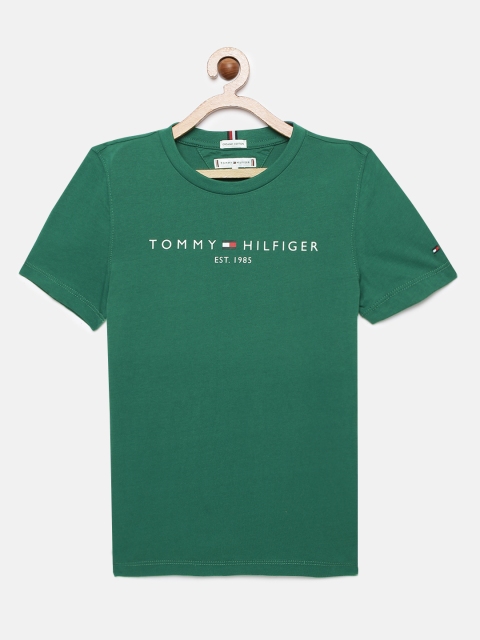 Tommy Hilfiger Boys Green Brand Logo Organic Cotton T-shirt