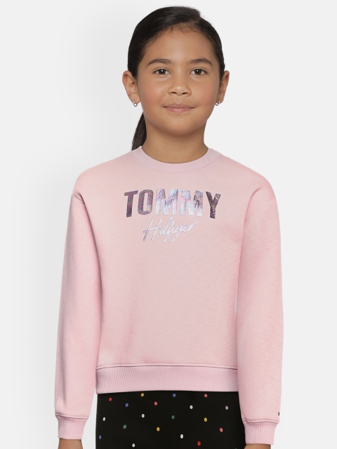 Tommy Hilfiger Girls Pink Brand Logo Printed Sweatshirt