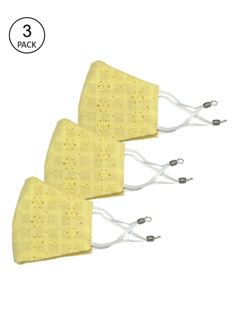 Bellofox Unisex Pack Of 3 Yellow Cut-Work 3-Ply Reusable Pure Cotton Protective Outdoor Masks
Bellofox Unisex Pack Of 3 Yellow Cut-Work 3-Ply Reusable Pure Cotton Protective Outdoor Masks