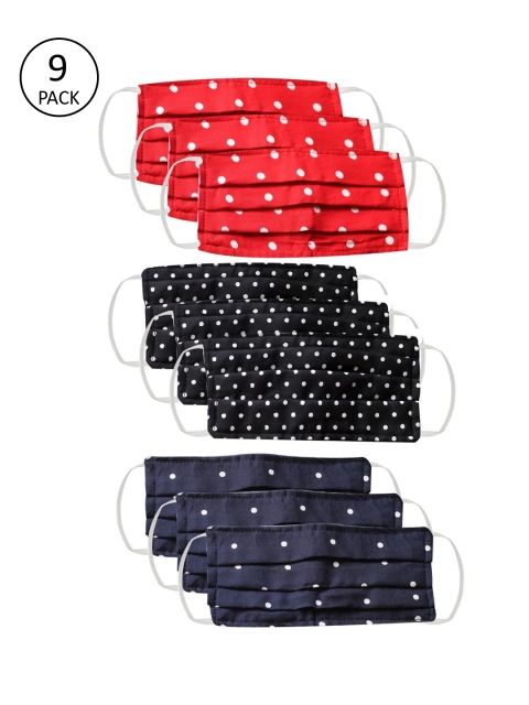 Bellofox Unisex Pack Of 9 Polka Dot Printed 3-Ply Reusable Pure Soft Cotton Protective Outdoor Masks, Red
Bellofox Unisex Pack Of 9 Polka Dot Printed 3-Ply Reusable Pure Soft Cotton Protective Outdoor Masks, Red