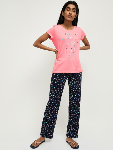 max Women Pink & White Printed Night suit SP21TNS03FLAMINGO
max Women Pink & White Printed Night suit SP21TNS03FLAMINGO