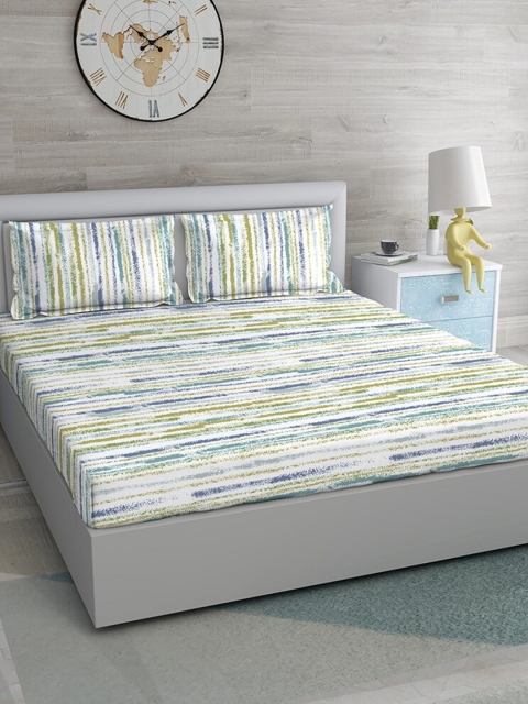 Duroflex White & Blue 144 TC Artsy Pure Cotton Antibacterial King Bedsheet with 2 Pillow Covers
Duroflex White & Blue 144 TC Artsy Pure Cotton Antibacterial King Bedsheet with 2 Pillow Covers