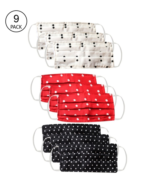 Bellofox Unisex Pack Of 9 Polka Dot Printed 3-Ply Reusable Pure Soft Cotton Protective Outdoor Masks, Red
Bellofox Unisex Pack Of 9 Polka Dot Printed 3-Ply Reusable Pure Soft Cotton Protective Outdoor Masks, Red