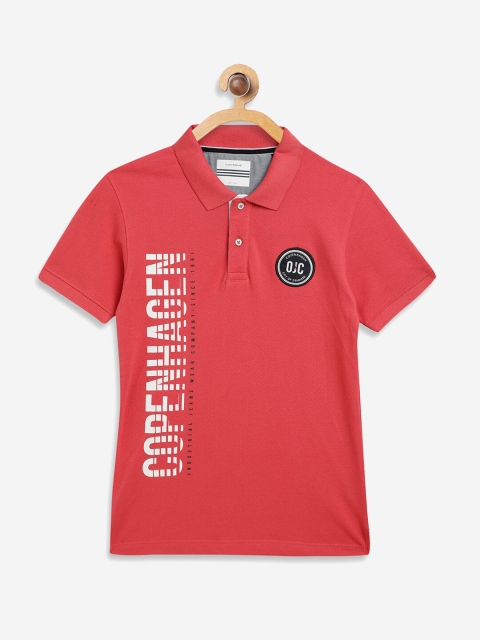 Octave Boys Coral Typography Printed Polo Collar T-shirt