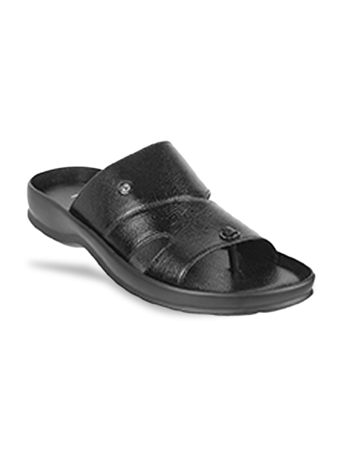 Metro Men Black Leather Comfort Sandals