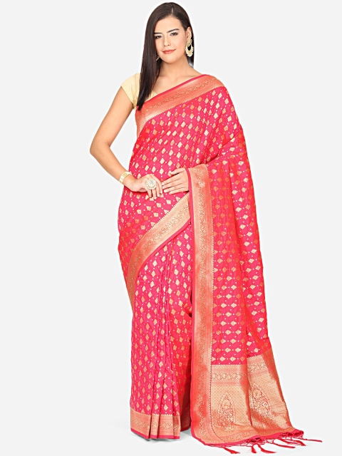 BOMBAY SELECTIONS Pink & Gold-Coloured Ethnic Motifs Woven Design Art Silk Banarasi Saree
BOMBAY SELECTIONS Pink & Gold-Coloured Ethnic Motifs Woven Design Art Silk Banarasi Saree