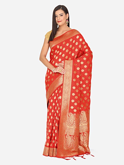 BOMBAY SELECTIONS Red & Gold-Coloured Ethnic Motifs Woven Design Art Silk Banarasi Saree
BOMBAY SELECTIONS Red & Gold-Coloured Ethnic Motifs Woven Design Art Silk Banarasi Saree