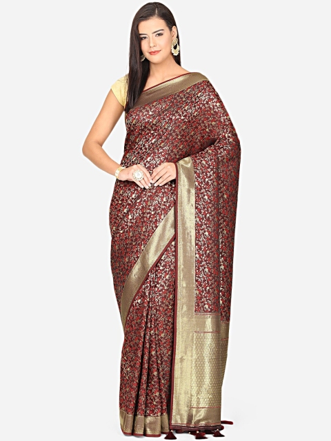 BOMBAY SELECTIONS Maroon & Gold-Coloured Floral Woven Design Art Silk Banarasi Saree
BOMBAY SELECTIONS Maroon & Gold-Coloured Floral Woven Design Art Silk Banarasi Saree