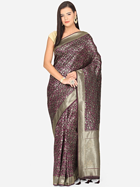 BOMBAY SELECTIONS Burgundy & Gold-Coloured Floral Woven Design Art Silk Banarasi Saree
BOMBAY SELECTIONS Burgundy & Gold-Coloured Floral Woven Design Art Silk Banarasi Saree