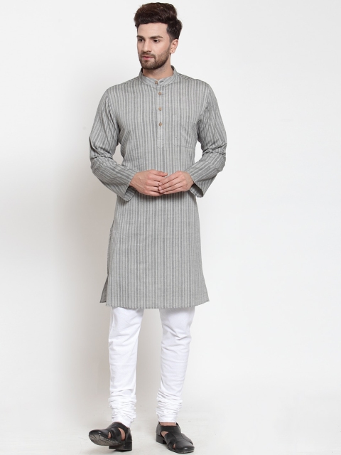 NEUDIS Men Grey Striped Kurta