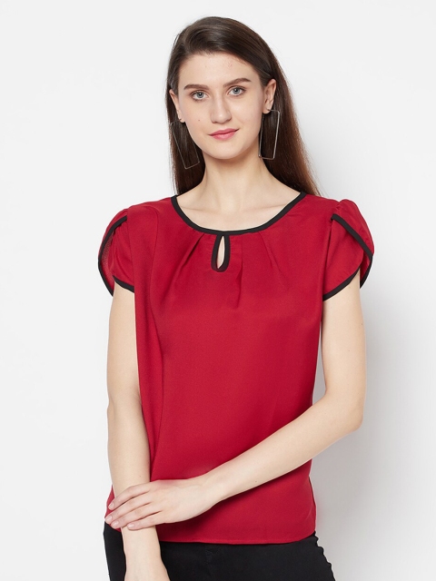 Purple State Women Red Solid Regular Top