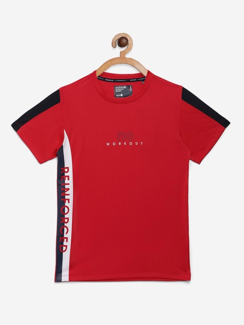 Octave Boys Red & Black Typography Printed T-shirt