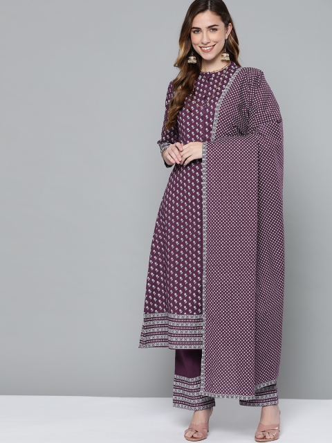 HERE&NOW Women Purple Ethnic Motifs Printed Regular Pure Cotton Kurta with Trousers & With Dupatta
HERE&NOW Women Purple Ethnic Motifs Printed Regular Pure Cotton Kurta with Trousers & With Dupatta