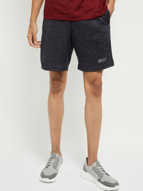 max Men Grey Melange Mid-Rise Sports Shorts