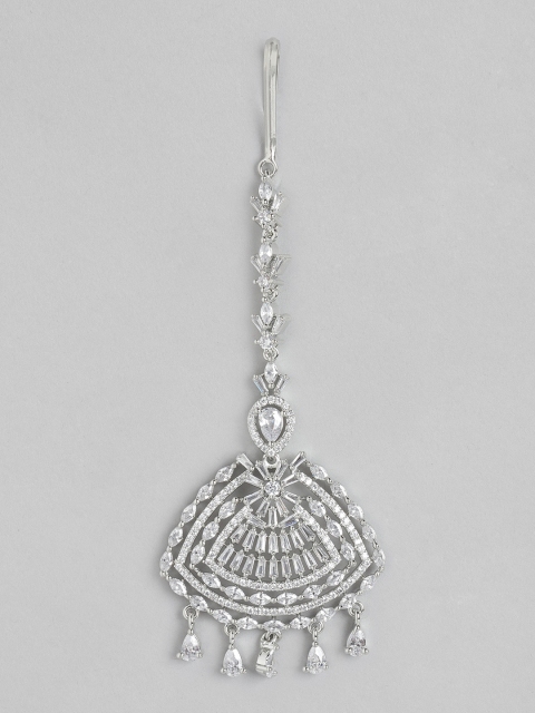 Melani Borsa Silver-Plated American Diamond-Studded Handcrafted Maang Tika