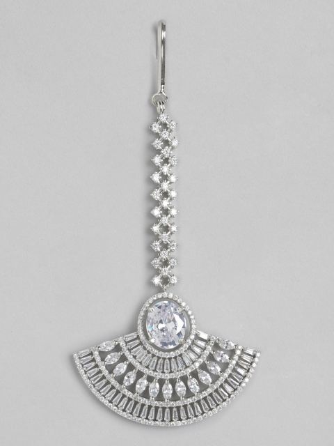 Melani Borsa Silver-Plated American Diamond-Studded Handcrafted Maang Tika