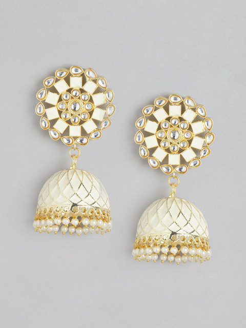 Melani Borsa Off-White Gold-Plated Kundan Studded & Beaded Handcrafted Dome Shaped Jhumkas
Melani Borsa Off-White Gold-Plated Kundan Studded & Beaded Handcrafted Dome Shaped Jhumkas