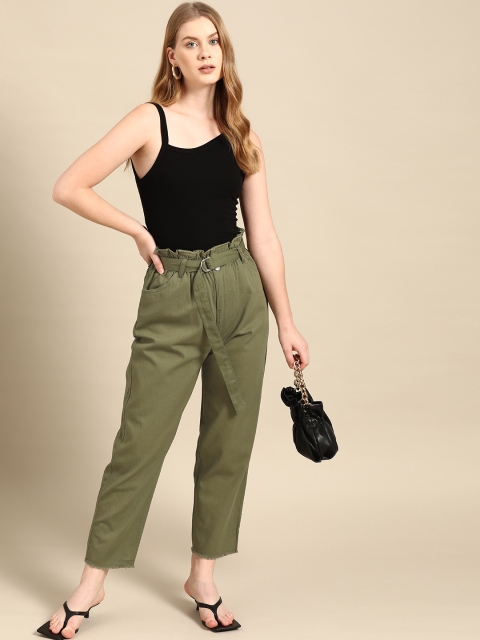 COVER STORY Women Olive Green Cotton Straight Fit High-Rise Pleated Anti Fit Trousers
COVER STORY Women Olive Green Cotton Straight Fit High-Rise Pleated Anti Fit Trousers