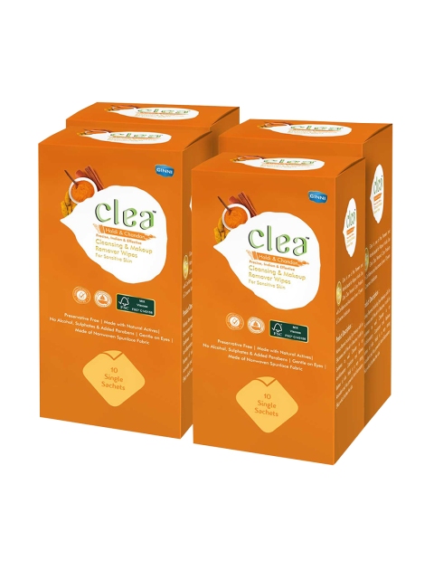 Clea Set of 4 Haldi & Chandan Cleansing & Makeup Remover Wet Wipes - 10 Pulls each, Orange
Clea Set of 4 Haldi & Chandan Cleansing & Makeup Remover Wet Wipes - 10 Pulls each, Orange