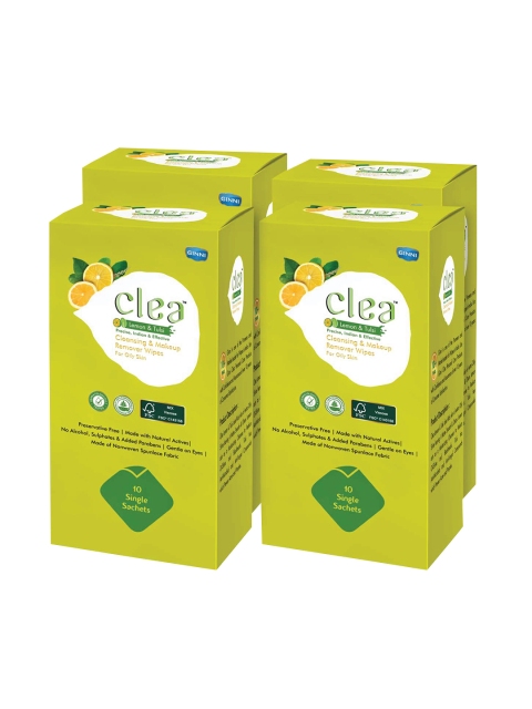 Clea Set of 4 Lemon & Tulsi Cleansing & Makeup Remover Wet Wipes - 10 Pulls each, Yellow
Clea Set of 4 Lemon & Tulsi Cleansing & Makeup Remover Wet Wipes - 10 Pulls each, Yellow