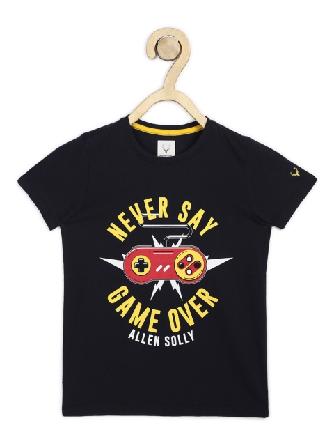 Allen Solly Junior Boys Navy Blue Typography Printed T-shirt