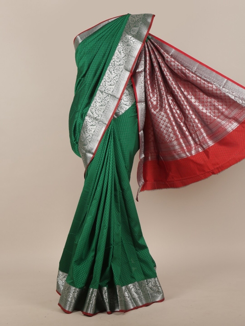 Pothys Green & Silver-Toned Art Silk Saree