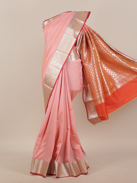 Pothys Pink & Silver-Toned Art Silk Saree
Pothys Pink & Silver-Toned Art Silk Saree