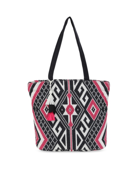 ALII AND ALIIZEY Cream-Coloured Geometric Oversized Shopper Shoulder Bag
