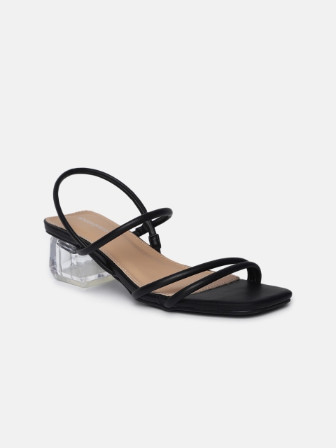shoexpress Black PU Block Sandals