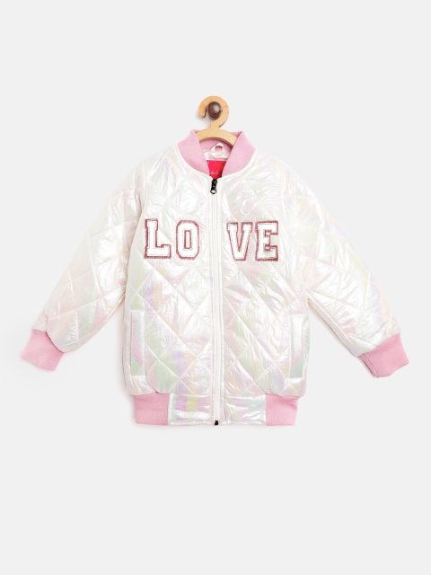 White Snow Girls White & Pink Typography Applique Iridescent Effect Quilted Bomber Jacket
White Snow Girls White & Pink Typography Applique Iridescent Effect Quilted Bomber Jacket