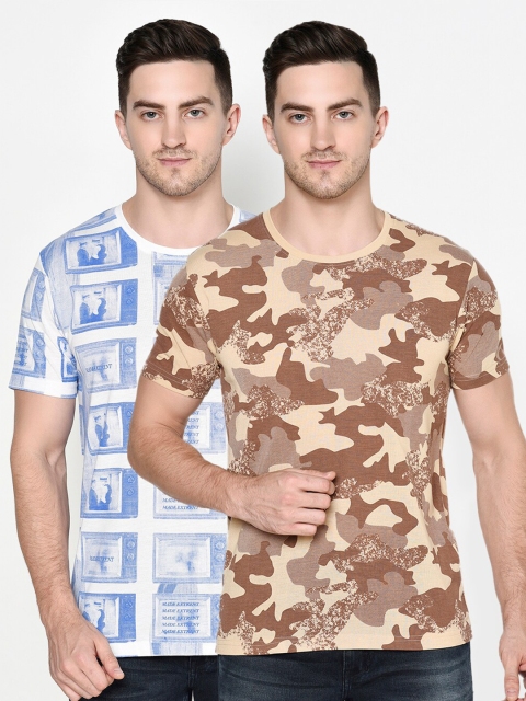 ELEGANCE Men Multicoloured 2 Printed T-shirt, Multi