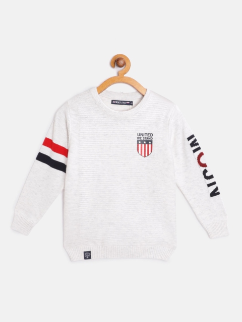 Monte Carlo Boys White Melange Effect Self Striped Cotton Sweatshirt with Patterned Detail
Monte Carlo Boys White Melange Effect Self Striped Cotton Sweatshirt with Patterned Detail