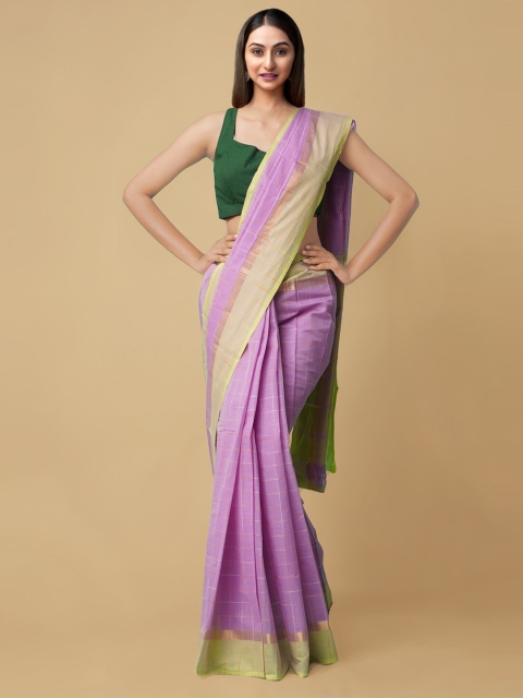 Unnati Silks Lavender & Green Checked Zari Pure Cotton Mangalagiri Sustainable Saree
Unnati Silks Lavender & Green Checked Zari Pure Cotton Mangalagiri Sustainable Saree