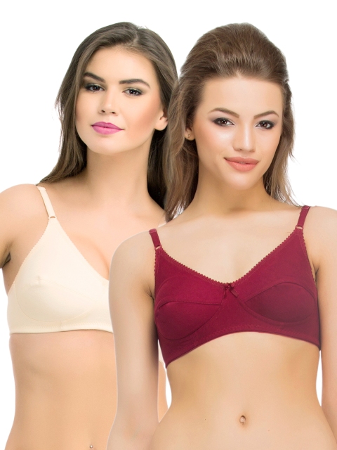 Clovia Pack of 2 Full-Coverage Bras BRC020P20, Maroon