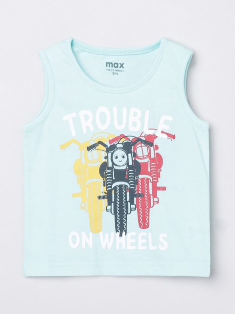 max Boys Blue Bike Printed Pure Cotton T-shirt
