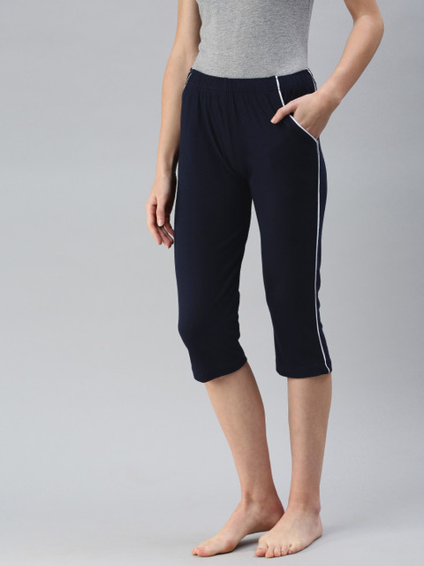NOT YET by us Women Navy Blue Side Piping Capri 
NOT YET by us Women Navy Blue Side Piping Capri