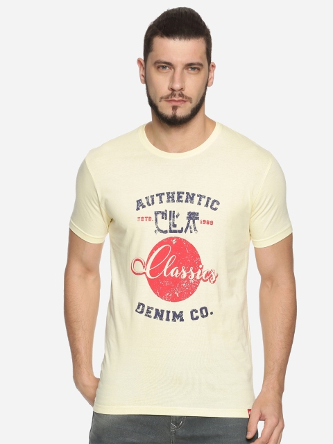 MASH UNLIMITED Men Yellow Graphic Printed Slim Fit T-shirt