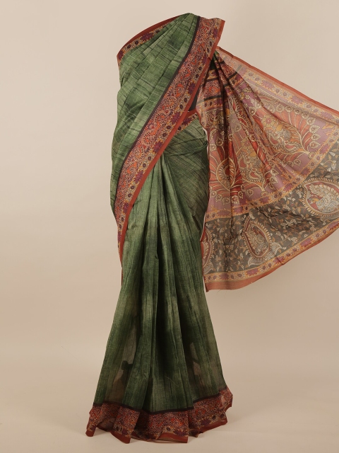 Pothys Green & Red Jute Silk Saree