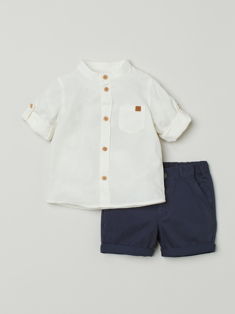 H&M Boys White & Blue 2-piece cotton set