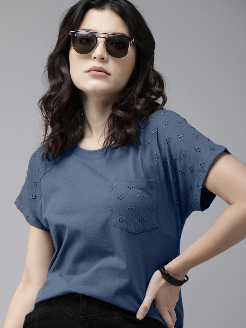The Roadster Lifestyle Co Women Dark Blue Denim Schiffli Embroidered Pure Cotton Regular Top
The Roadster Lifestyle Co Women Dark Blue Denim Schiffli Embroidered Pure Cotton Regular Top