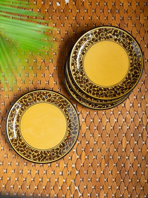 ExclusiveLane Brown & Yellow 4 Pieces Handcrafted & Hand Painted Ceramic Dinner Plates
ExclusiveLane Brown & Yellow 4 Pieces Handcrafted & Hand Painted Ceramic Dinner Plates