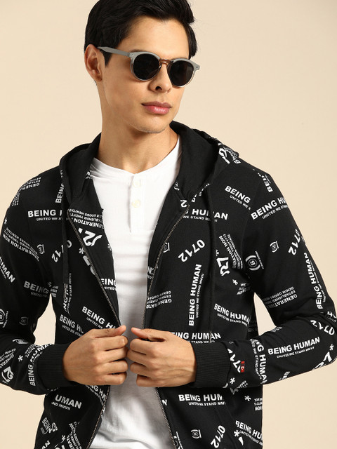 Being Human Men Black Printed Hooded Sweatshirt
Being Human Men Black Printed Hooded Sweatshirt
