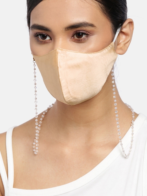 Blueberry Women Beige Solid Satin Reusable 2-Ply Cloth Mask with Handcrafted Beaded Chain
Blueberry Women Beige Solid Satin Reusable 2-Ply Cloth Mask with Handcrafted Beaded Chain